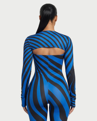 NOVIE Swirl Strapless Jumpsuit & Cropped Shrug Set