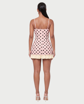 SANE Polka Dot Bow Trim Mini Dress