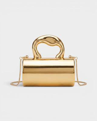 CYRELLE Metallic Cylindrical Clutch Bag