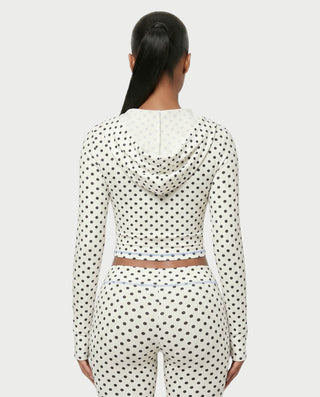 AUREY Polka Dot Zip-Up Hoodie & Flare Pants Set