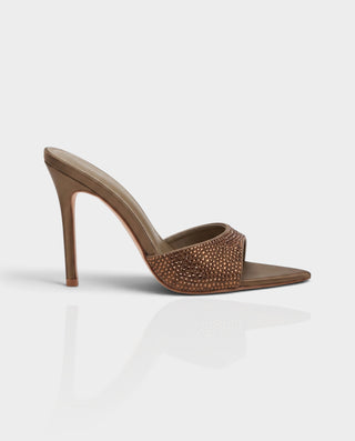 VALERYA Crystal Embellished Pointed-Toe High Heel Mule Sandals