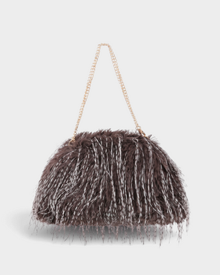 ZUME Faux Fur Chain-Strap Cloud Shoulder Bag