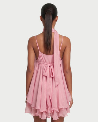 COZETTE Scarf-Neck Layered Ruffle Mini Dress