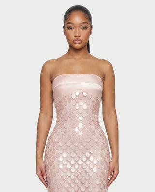 ABEL Teardrop Sequin Lace Overlay Maxi Dress