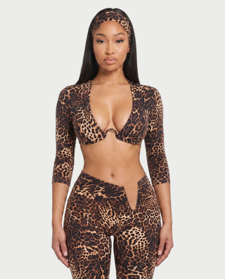 FRENA Printed Crop Top, Capri Pants & Headband Set