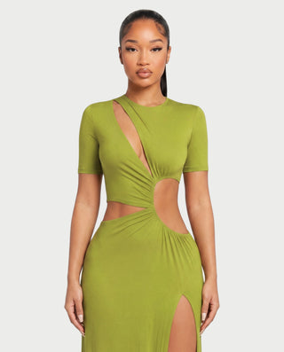 NORMINA Cutout High-Slit Bodycon Maxi Dress