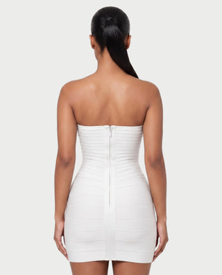 YUMI Strapless Sweetheart Chevron Bandage Bodycon Mini Dress