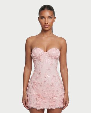 LOISE Floral Sequin Strapless Mini Dress