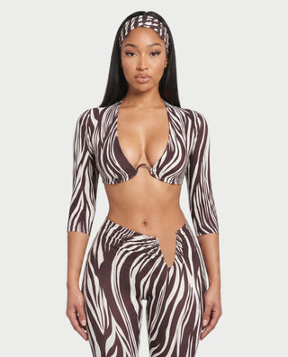FRENA Printed Crop Top, Capri Pants & Headband Set