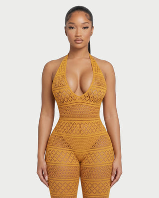 SARI Patterned Flare Jumpsuit