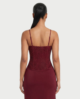 AISAH Embellished Cami Ruched High-Slit Maxi Dress