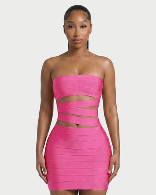 MOVA Strapless Cutout Bandage Mini Dress