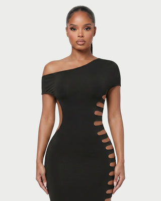 BLAISE One-Shoulder Ladder-Slit Cutout Maxi Dress