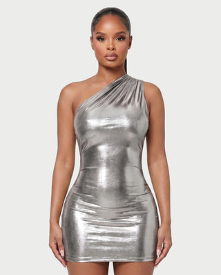OPAL One-Shoulder Metallic Mini Dress