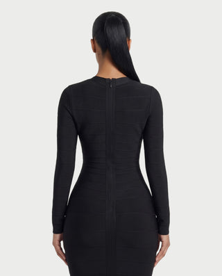 OTTILIA Sweetheart Neck Long Sleeve Bandage Bodycon Midi Dress