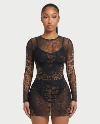 Pantalón corto de conjunto con estampado de leopardo PANTHA