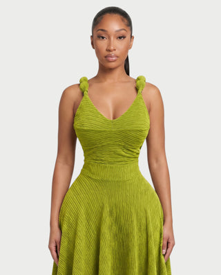 SHINE V-Neck Knotted Strap Top & Asymmetric Midi Skirt Set