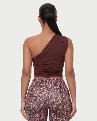 ORIANE One-Shoulder Ruched Top & Floral Capri Pants Set