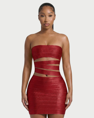 MOVA Strapless Cutout Bandage Mini Dress