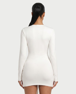 EMILINA Deep V-Neck Corset Draped Mini Dress