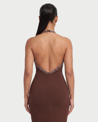 NOLEN Rhinestone Tassel Bodycon Midi Dress
