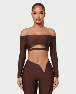 BERLINA Off-Shoulder Crop Top & V-Waist Leggings Set