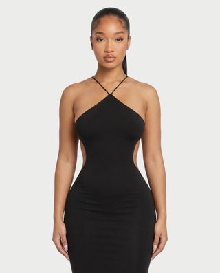 Vestido largo ajustado con espalda abierta NORA