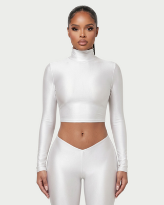 NURA High Neck Crop Top & V-Waist Capri Leggings Set