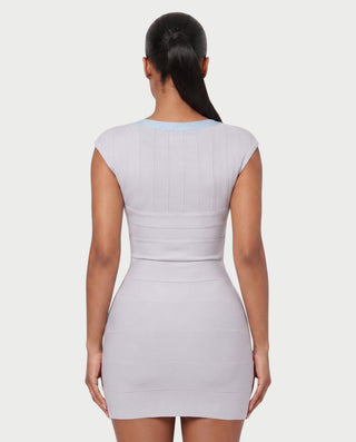 PRISHA Bandage Zip-Front Bodycon Mini Dress