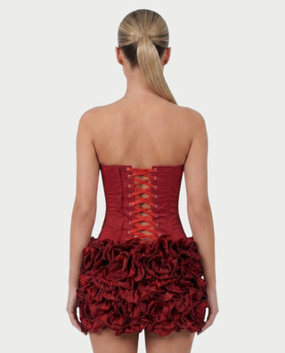 WILYA Tube Top Corset & Floral Mini Skirt Set