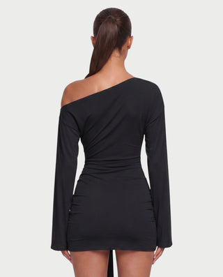 MIRANDA Off-Shoulder Flare Sleeve Mini Dress