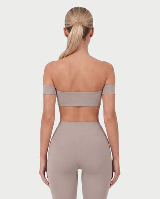 KAYLEE Off-Shoulder Bandeau Top & Capri Leggings Set