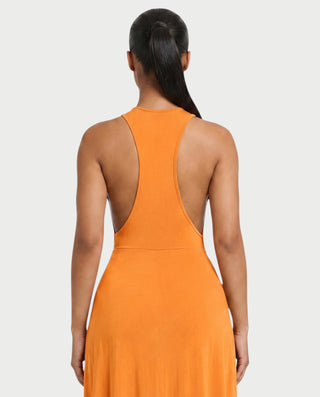 Vestido largo con cintura fruncida LORAINE