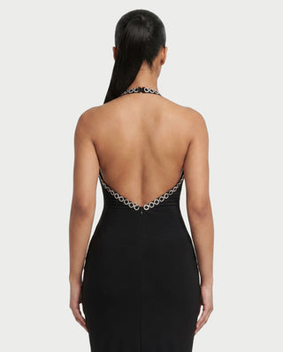 NOLEN Rhinestone Tassel Bodycon Midi Dress