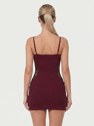 RIRI Spaghetti Strap Lace-Trim Bustier Bodycon Mini Dress