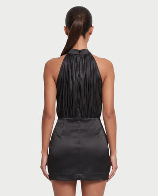 JAYDE Halter Neck Pleated Bodice Bodycon Mini Dress