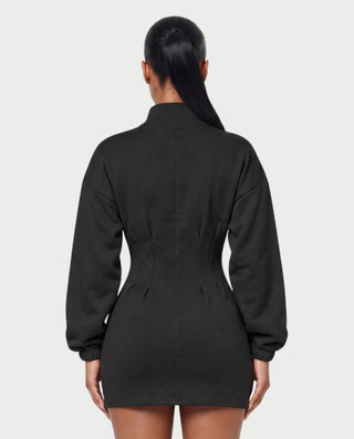 TALISA High Collar Long Sleeve Contoured Waist Mini Dress