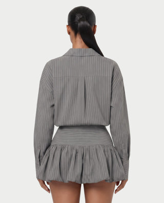 MILANA Striped Long Sleeve Shirt Top & Ruffle Mini Skirt Set