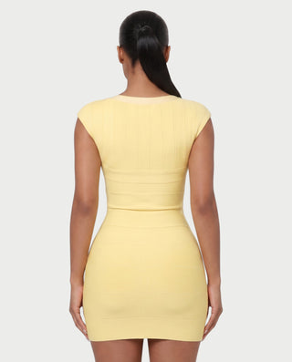 PRISHA Bandage Zip-Front Bodycon Mini Dress