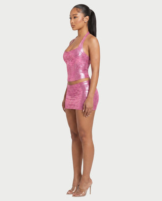 GIRIYA Textured Crop Top & Mini Skirt Set
