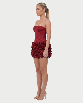 WILYA Tube Top Corset & Floral Mini Skirt Set