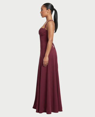 LEANORA Strappy Ruched Bust A-Line Maxi Dress