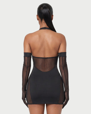 ALSERA Sheer Panel Cutout Bodycon Mini Dress