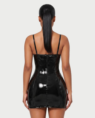 EULALIA Glossy Underwire Corset Bodycon Mini Dress
