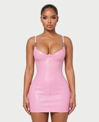 EULALIA Glossy Underwire Corset Bodycon Mini Dress