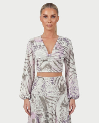 KISSES Animal Print Asymmetric Skirt Set