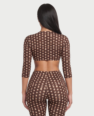 FRENA Printed Crop Top, Capri Pants & Headband Set