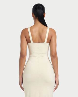 DALARY Square Neck Lace-Up Cutout Bodycon Maxi Dress
