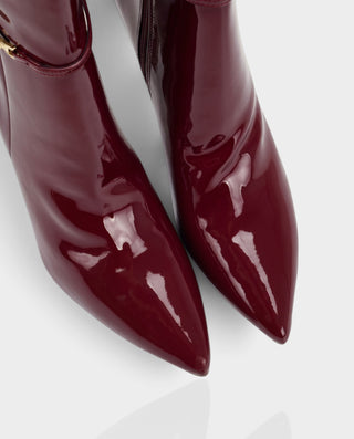 YENG Pointed Toe Patent Leather Knee-High Stiletto Boots