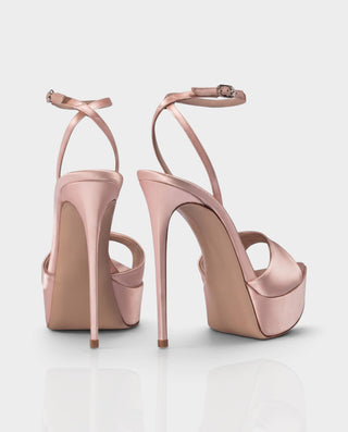 MORGA Satin Ankle-Strap Platform Stiletto Heels